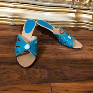 Cole Hann New Condition Turquoise Wedge Sandals